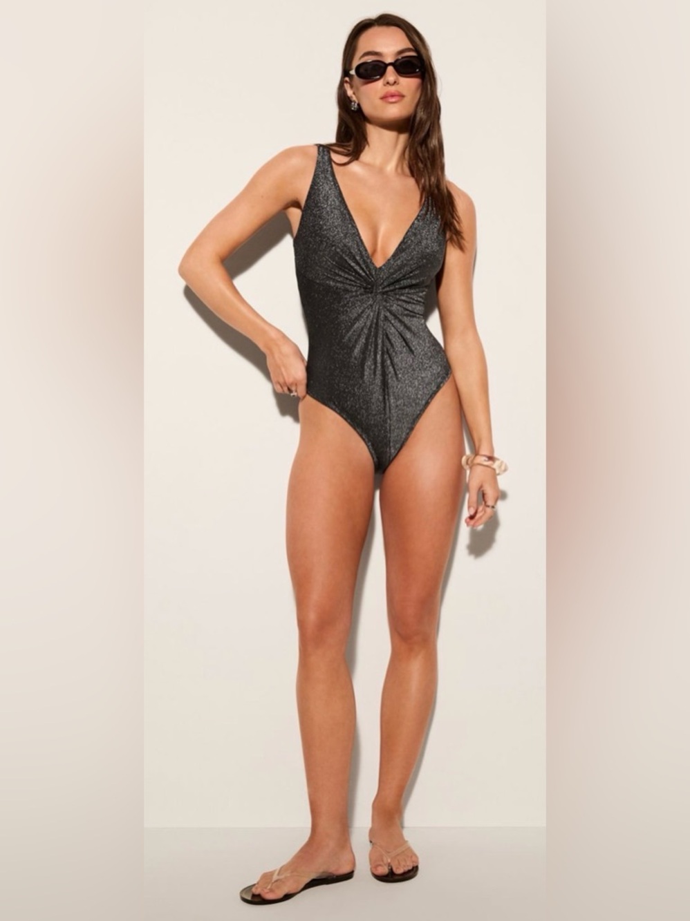 Fabletics Shaping Waist Cinching One-Piece Swimsuit |  Black Shimmer | M | NWT - Picture 3 of 7
